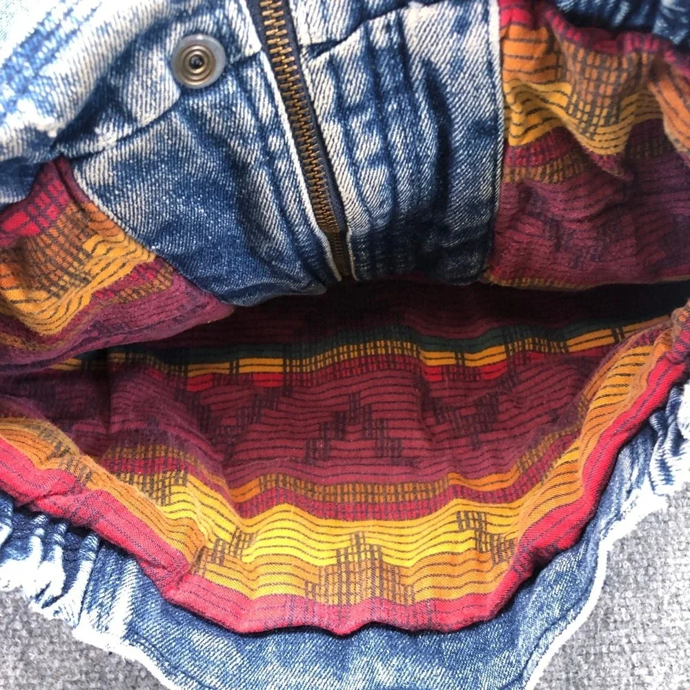 Vintage Levis Kids Denim Bomber Jacket Western Wear Acid Wash Blue Size M 10-12